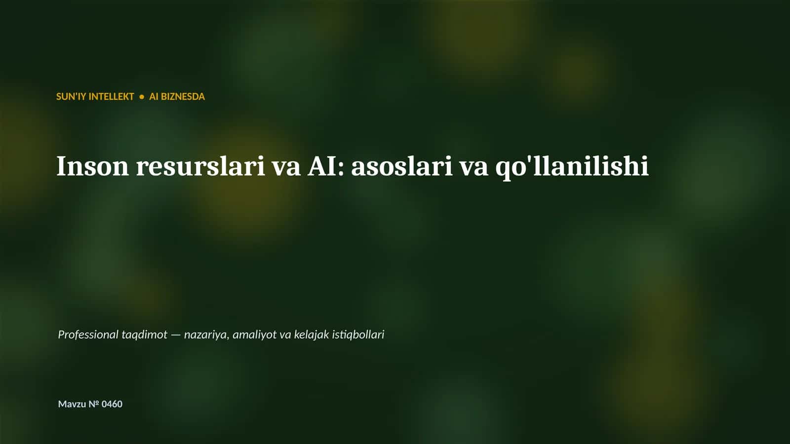 SUN'IY INTELLEKT VA BIZNES