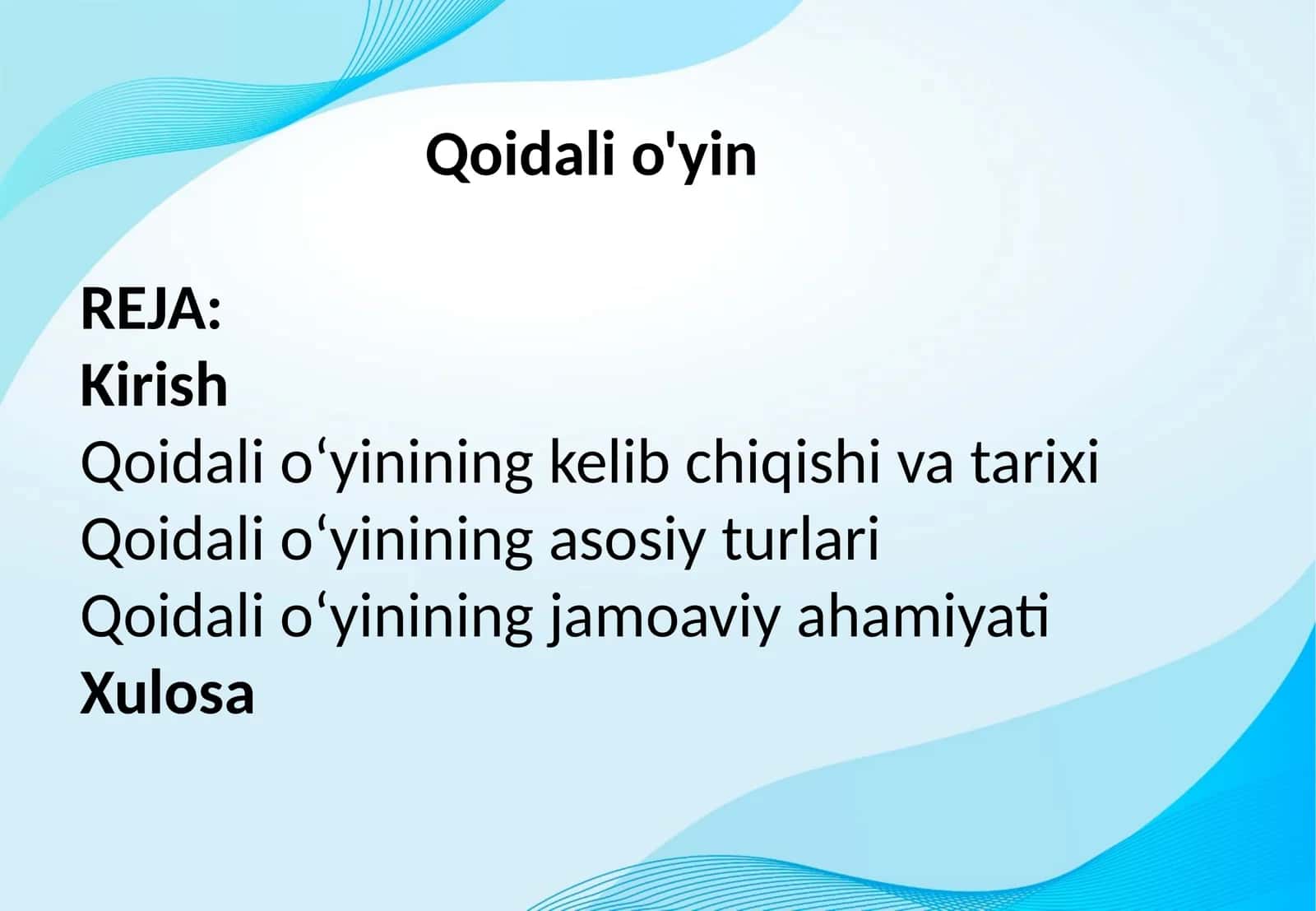 Qoidali o'yin