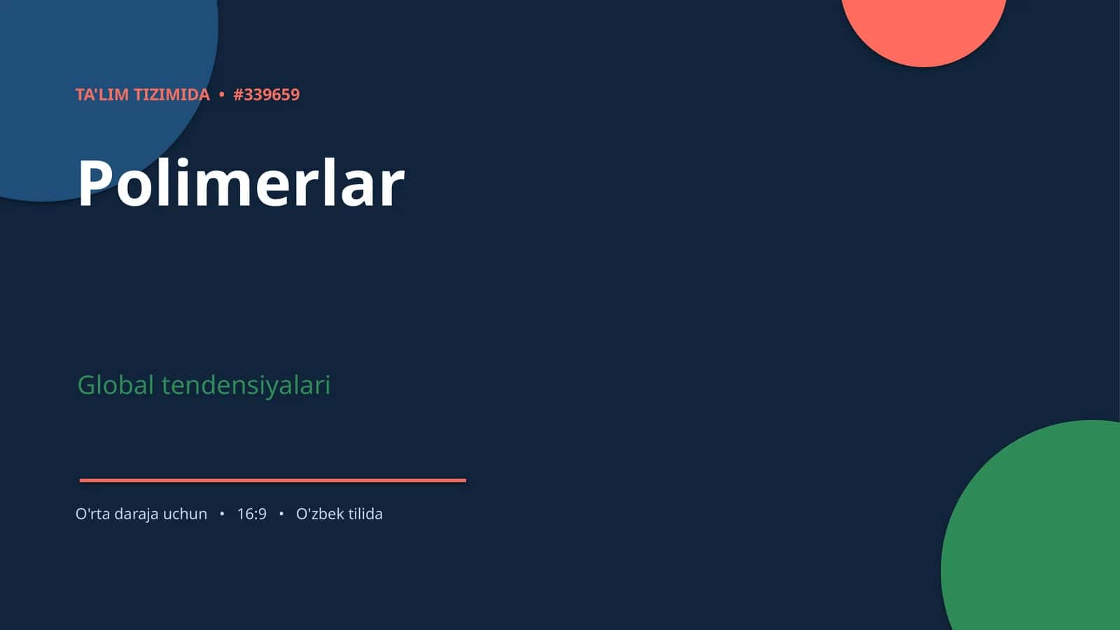 Polimerlar Global tendensiyalari