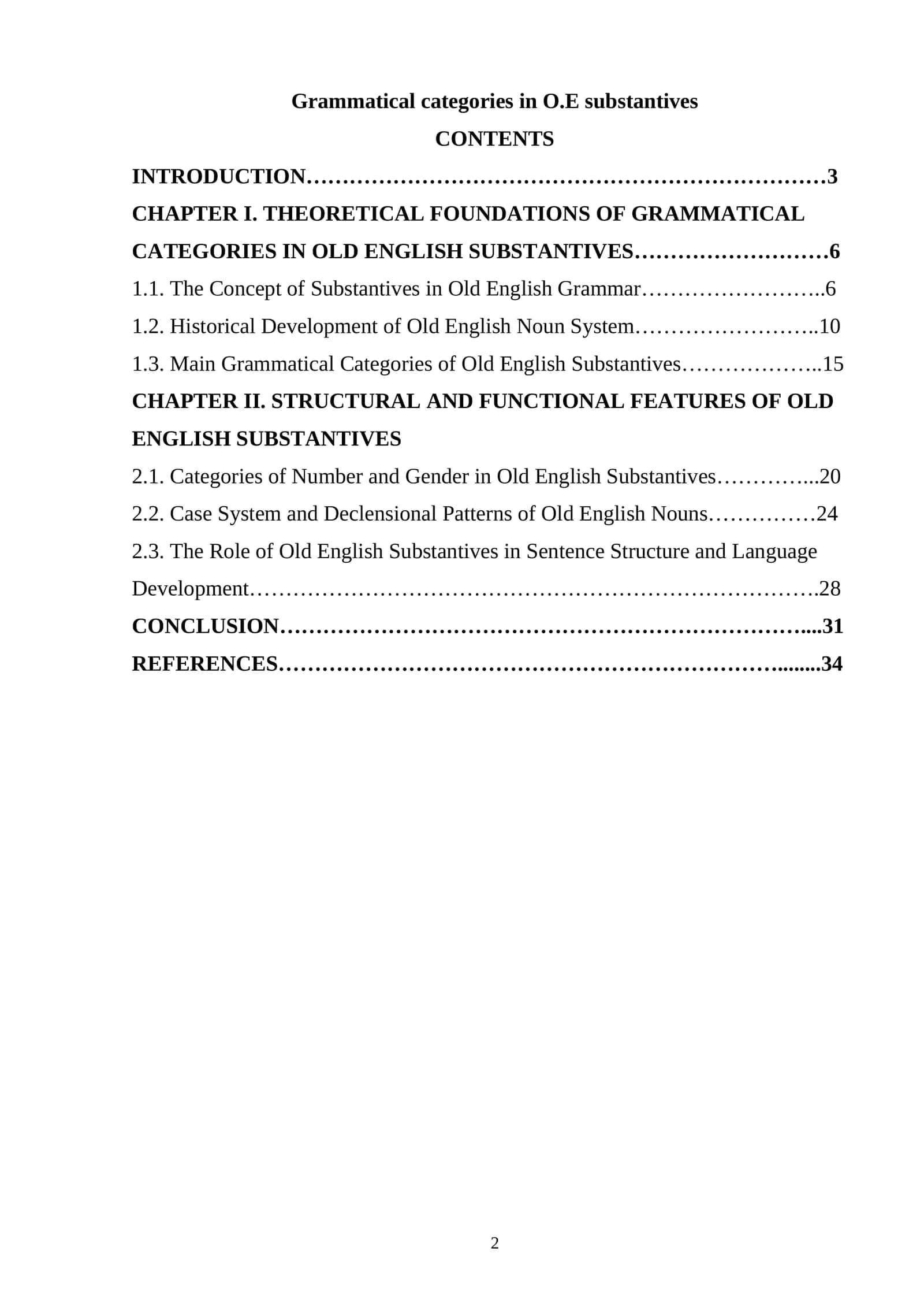 Categories of Number and Gender in Old English Substantives