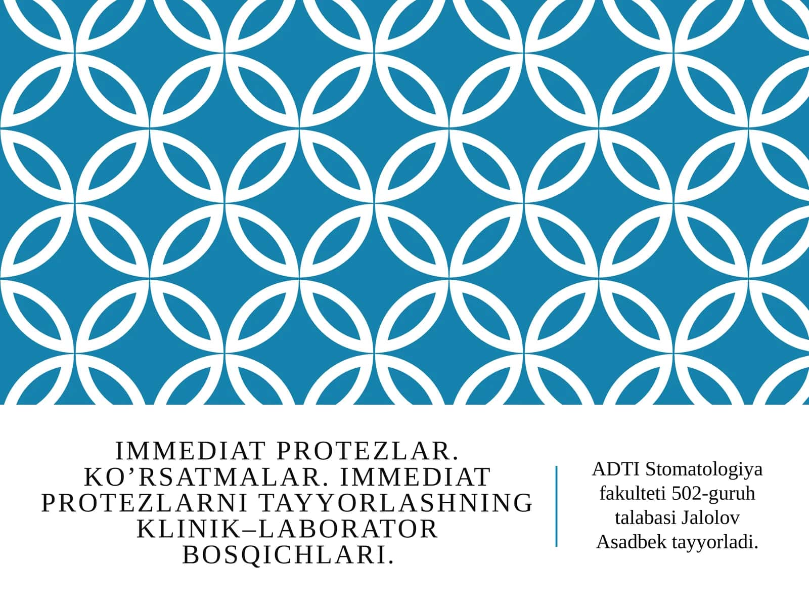 Immediat protezlar. Ko’rsatmalar. Immediat protezlarni tayyorlashning klinik–laborator bosqichlari.