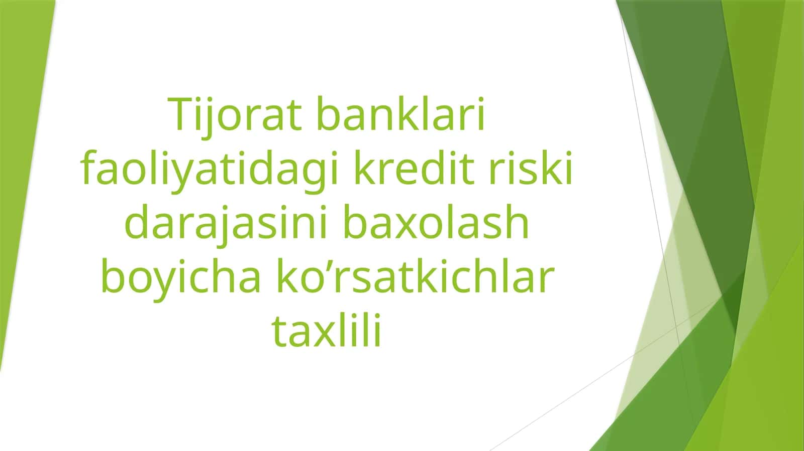 Tijorat banklari faoliyatidagi kredit riski darajasini baxolash boyicha ko’rsatkichlar taxlili