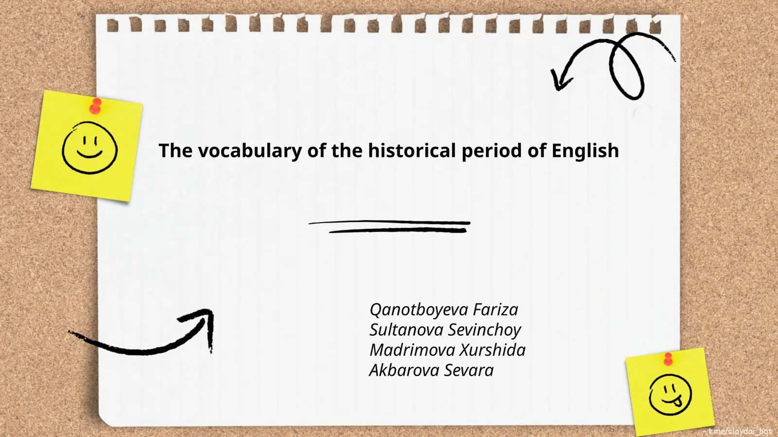 The vocabulary of the historical period of English