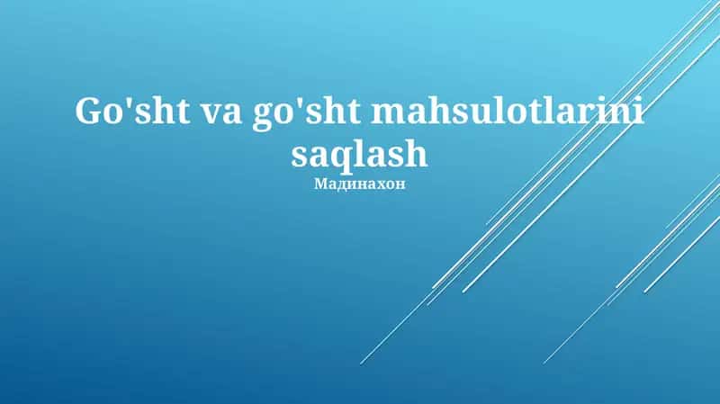 Go'sht va go'sht mahsulotlarini saqlash