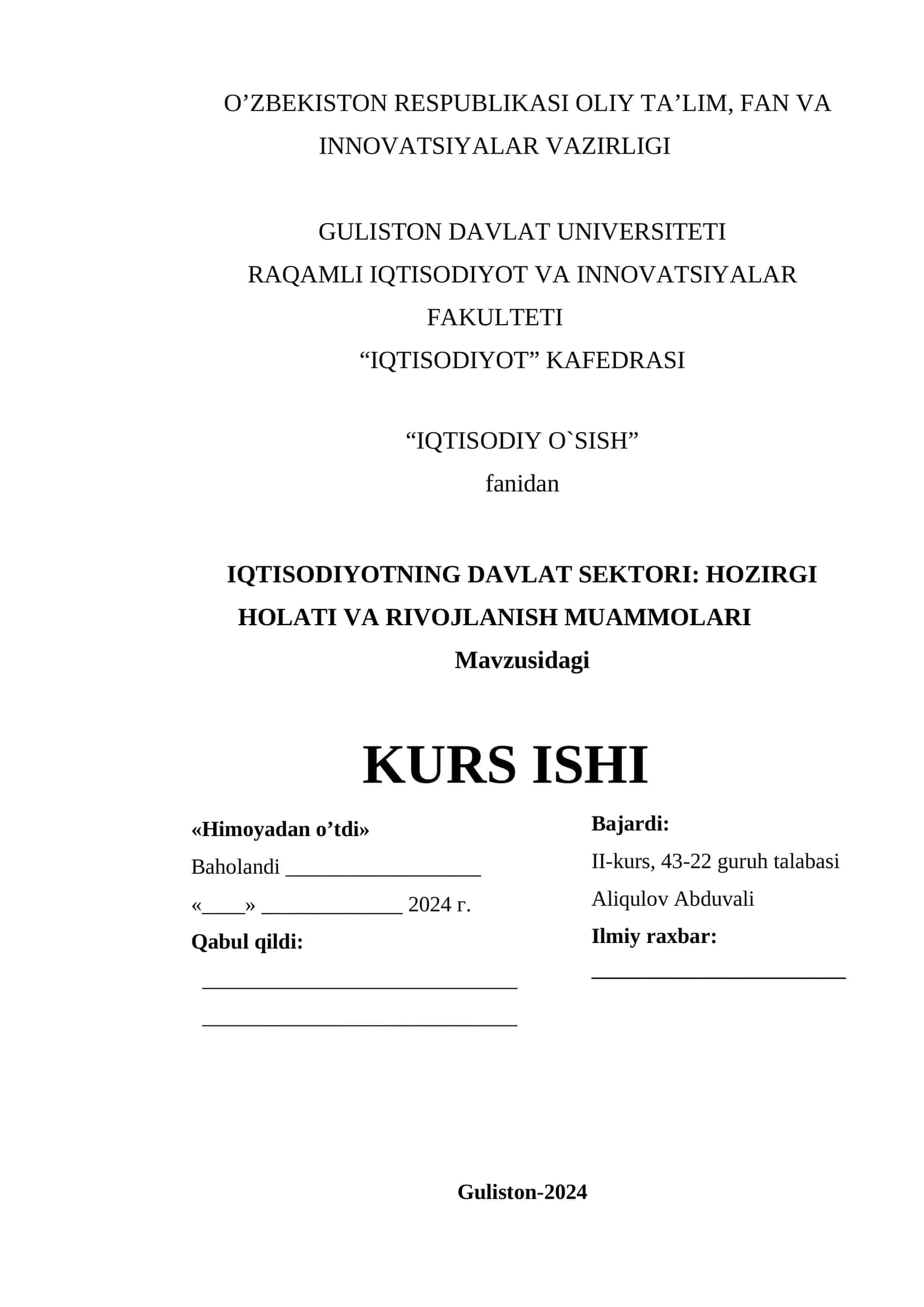 IQTISODI O'SISH