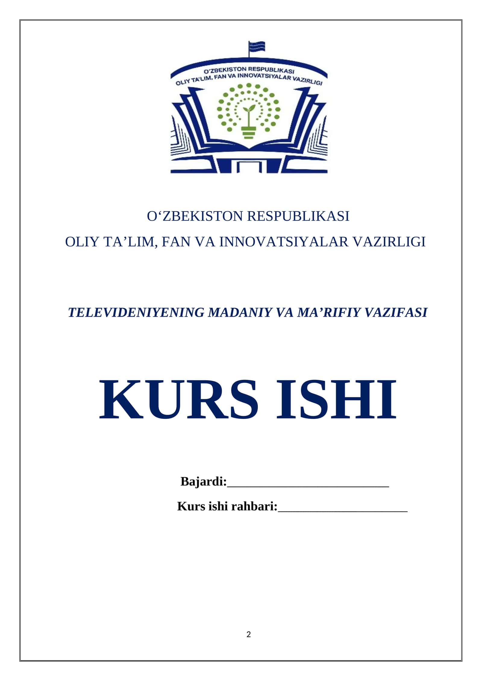 TELEVIDENIYENING MADANIY VA MA’RIFIY VAZIFASI