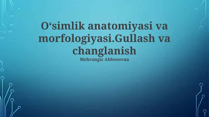 O'simlik anatomiyasi va morfologiyasi