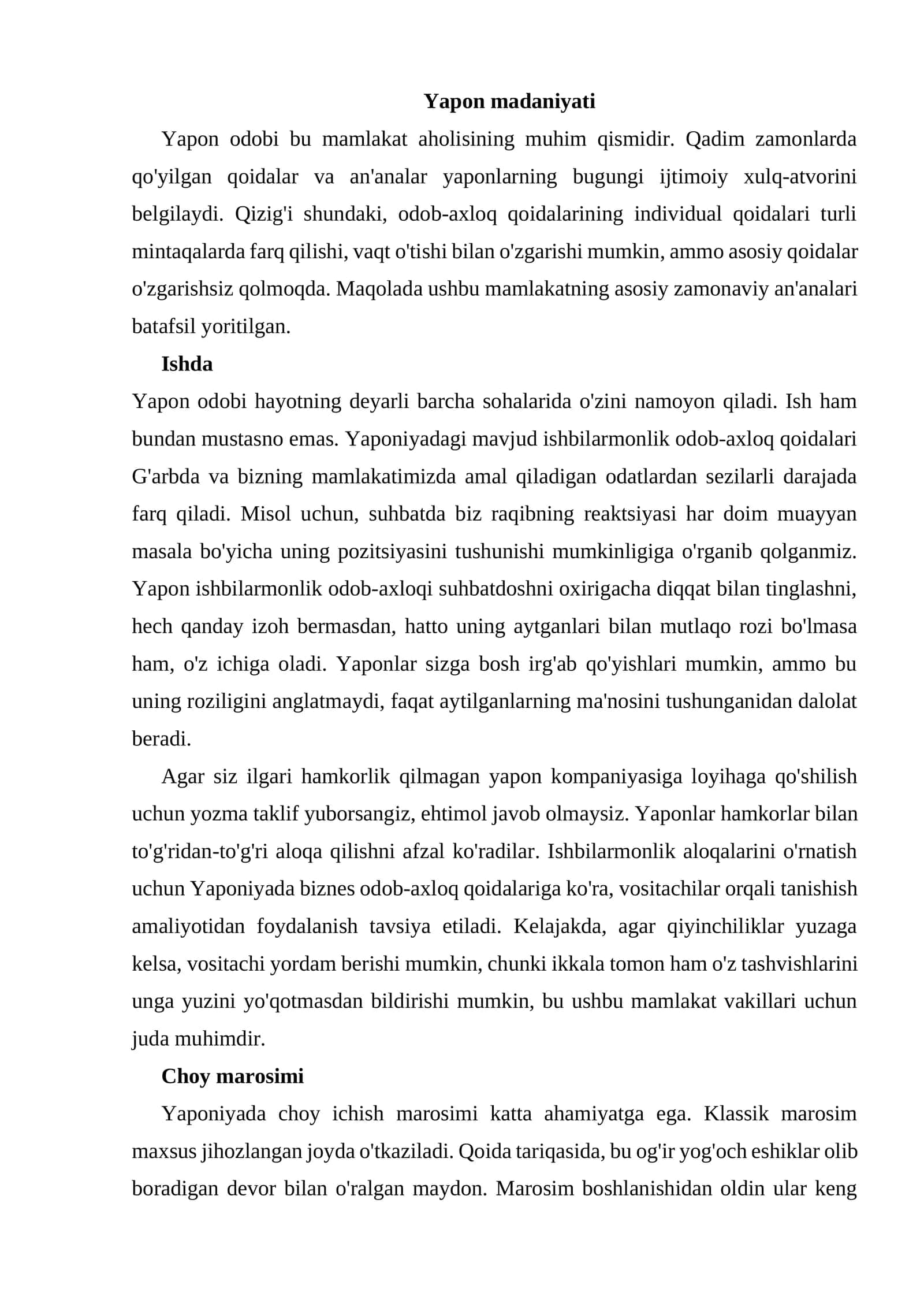 Yapon madaniyati