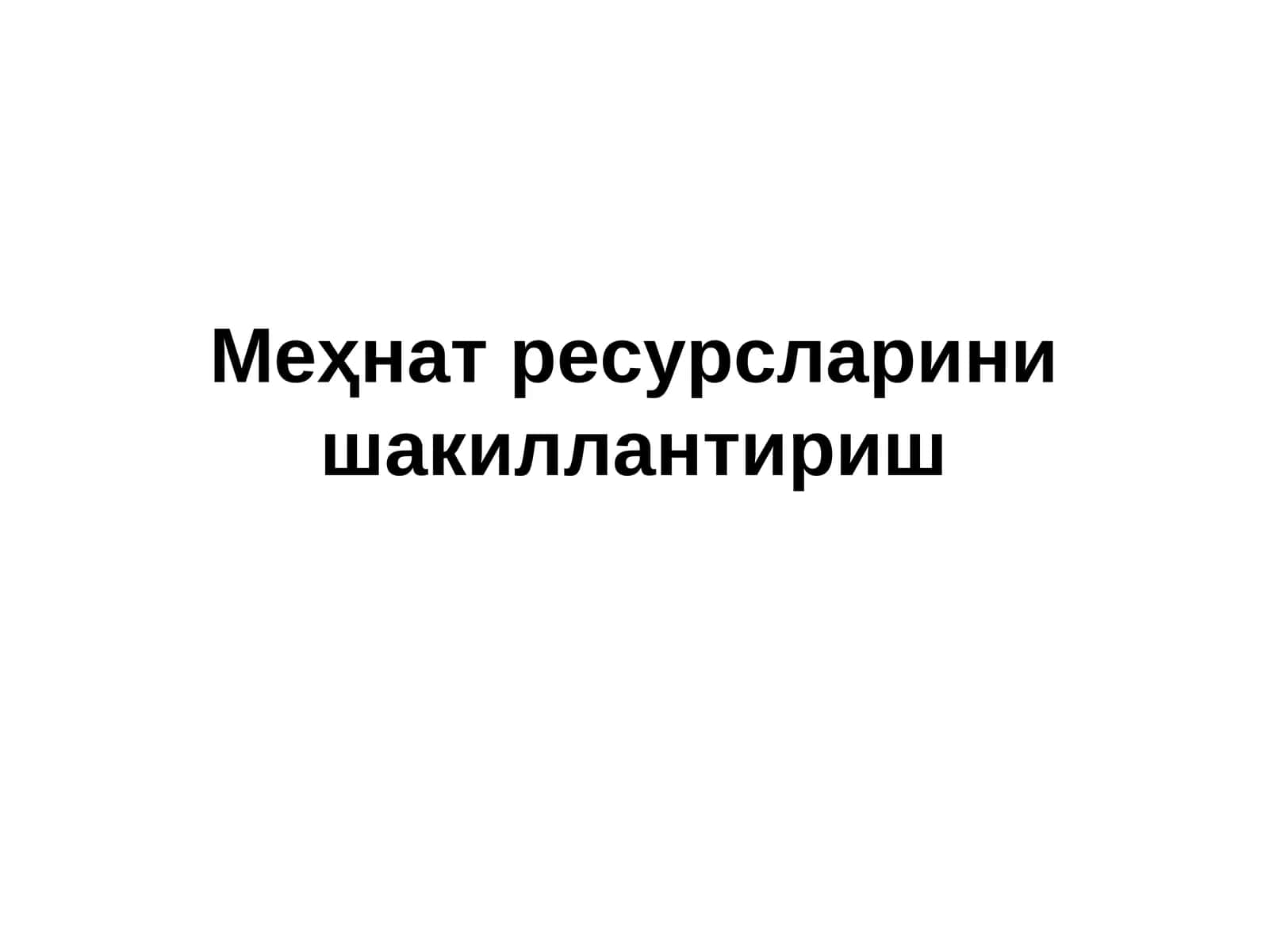 Меҳнат ресурсларини шакиллантириш
