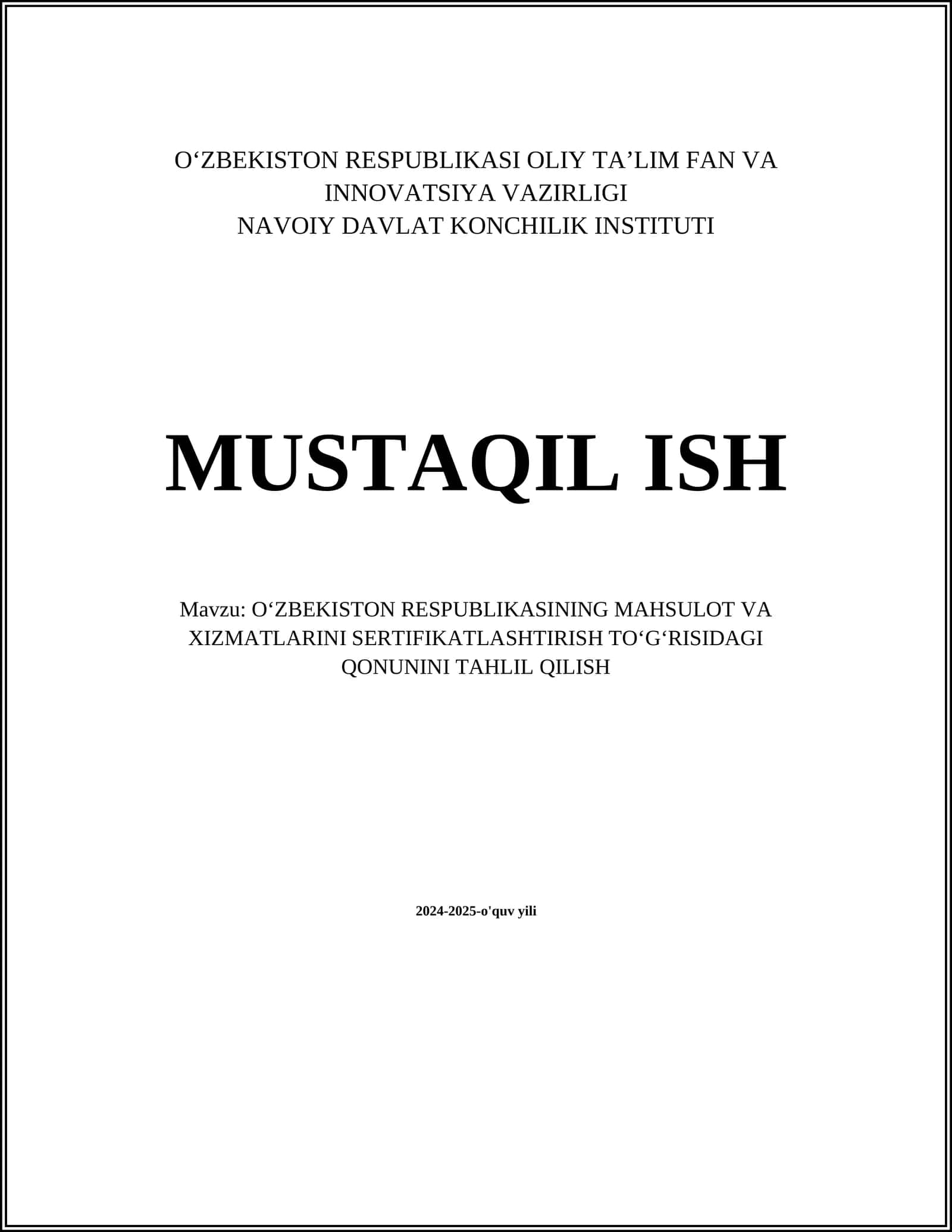 O‘zbekiston Respublikasining sertifikatlashtirish tizimi