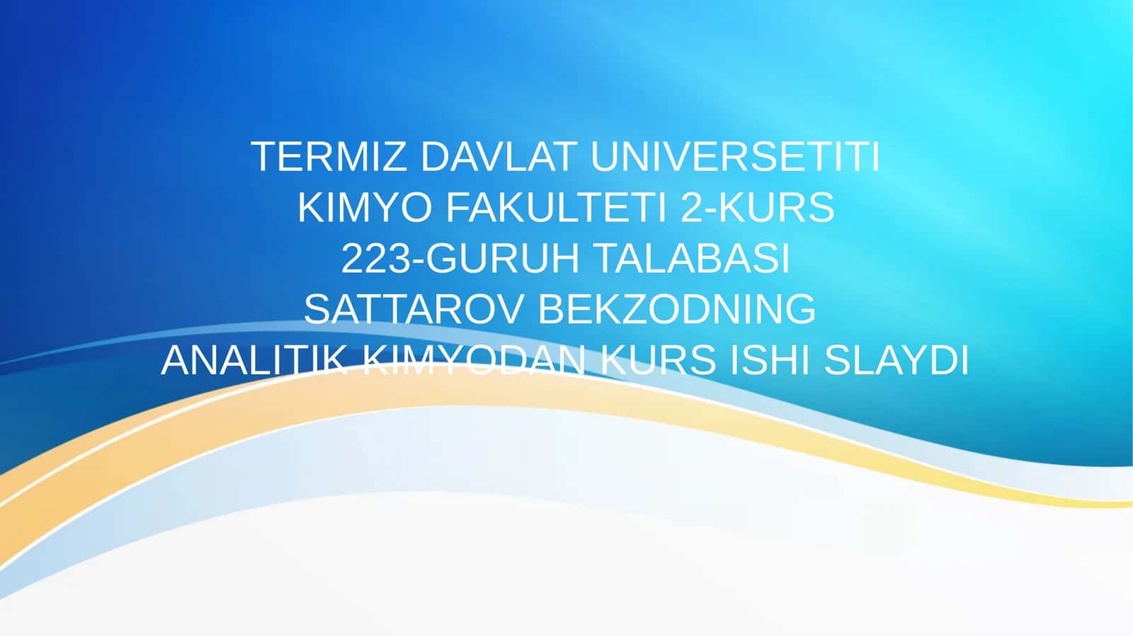 Fe(III) ionini sulfasolitsil bilan spektrofotometrik usulda aniqlashning optimal sharoitlarini o’rganish