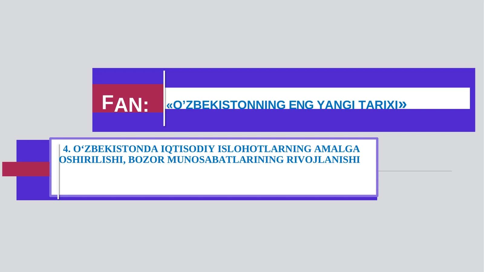 O‘ZBEKISTONDA IQTISODIY ISLOHOTLARNING AMALGA OSHIRILISHI, BOZOR MUNOSABATLARINING RIVOJLANISHI