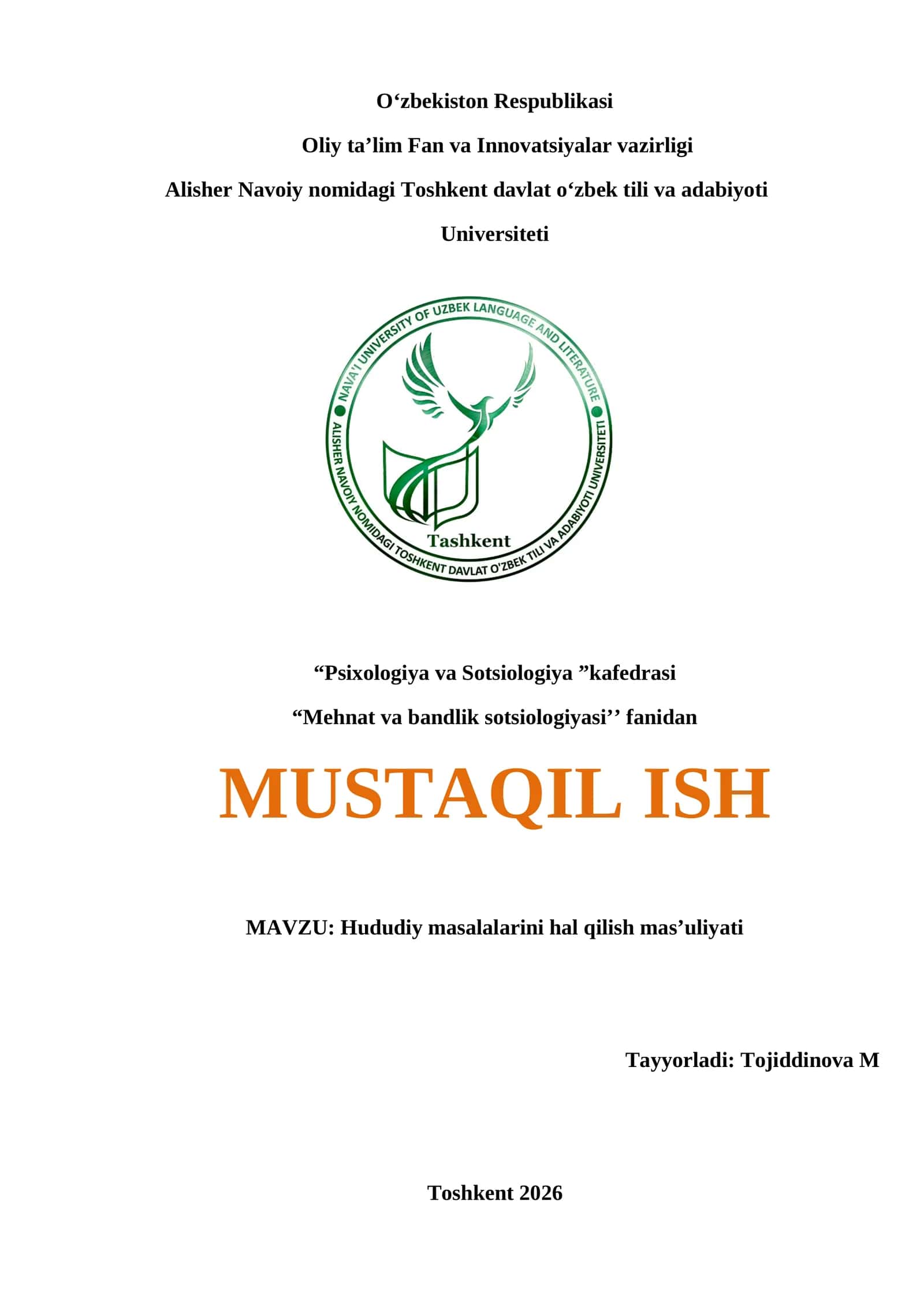 Hududiy masalalarini hal qilish masʼuliyati