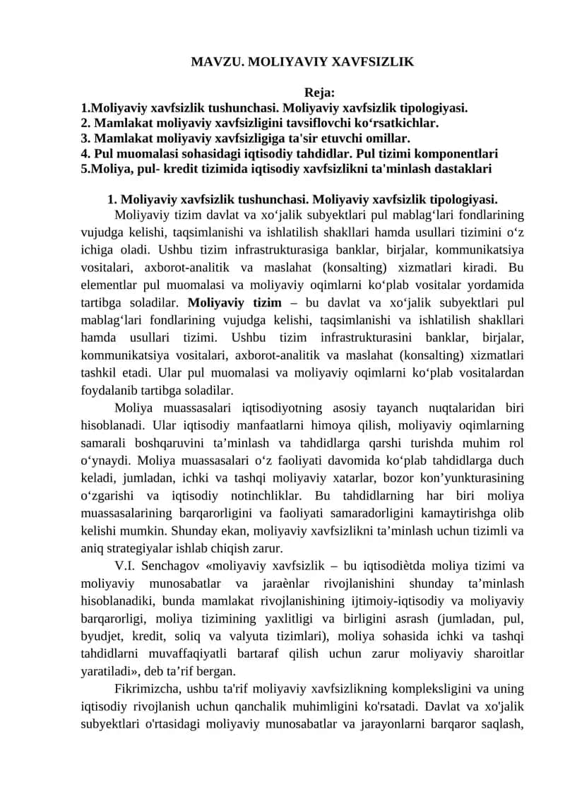 Moliyaviy xavfsizlik
