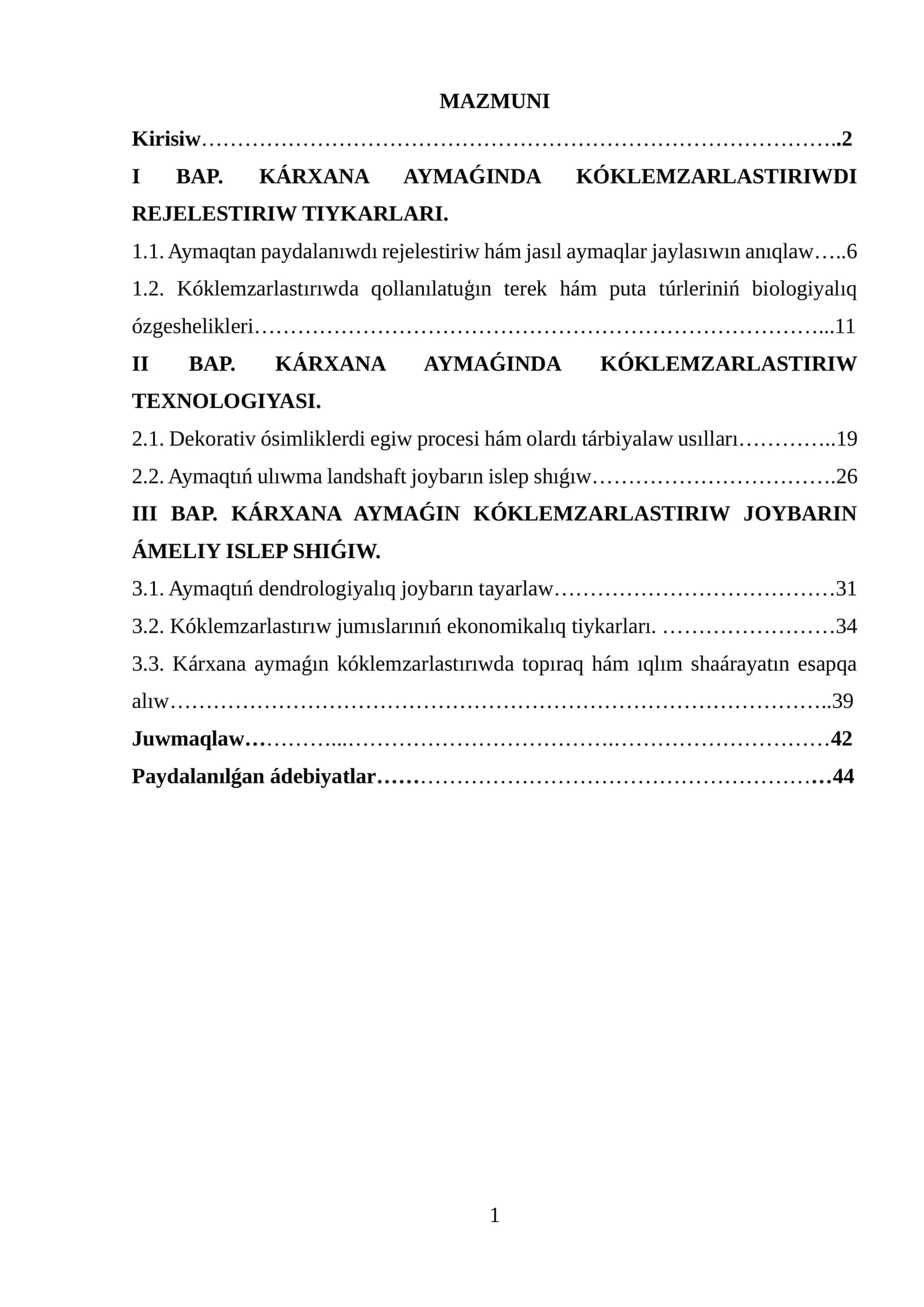 KÁRXANA AYMAǴINDA KÓKLEMZARLASTIRIW JOYBARIN ÁMELIY ISLEP SHIǴIW