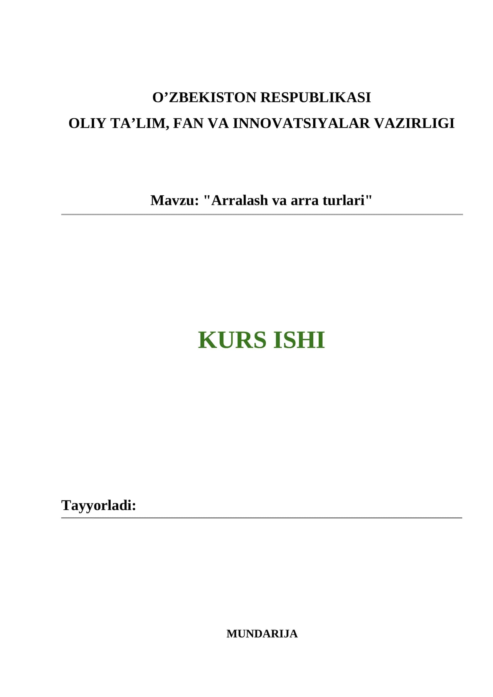 Arralash va arra turlari