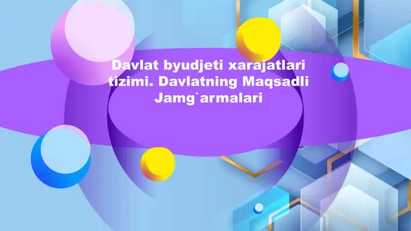 Davlat byudjeti xarajatlari tizimi. Davlatning Maqsadli Jamg`armalari