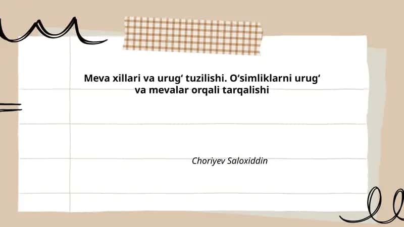 Meva xillari va urugʻ tuzilishi