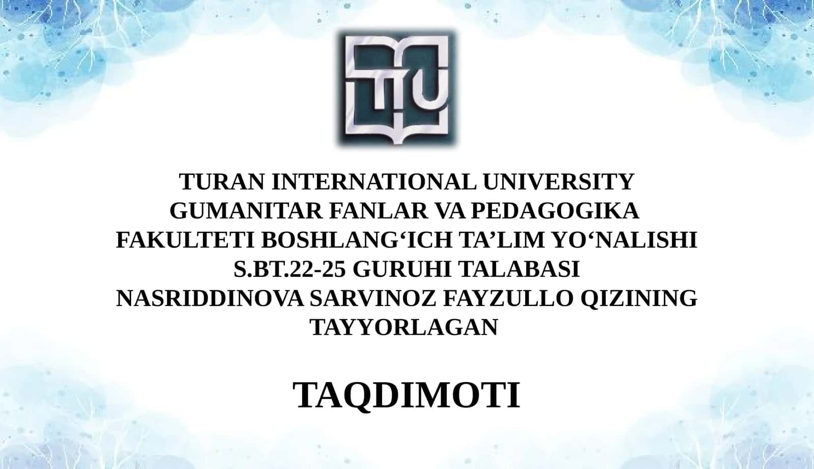 Ozkomplektlangan maktablarda Tabiiy fanlar darslarini loyihalash