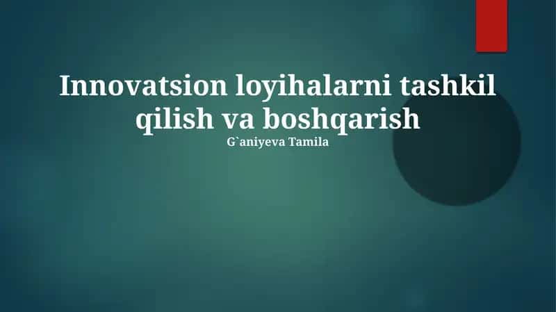 Innovatsion loyihalarni tashkil qilish va boshqarish