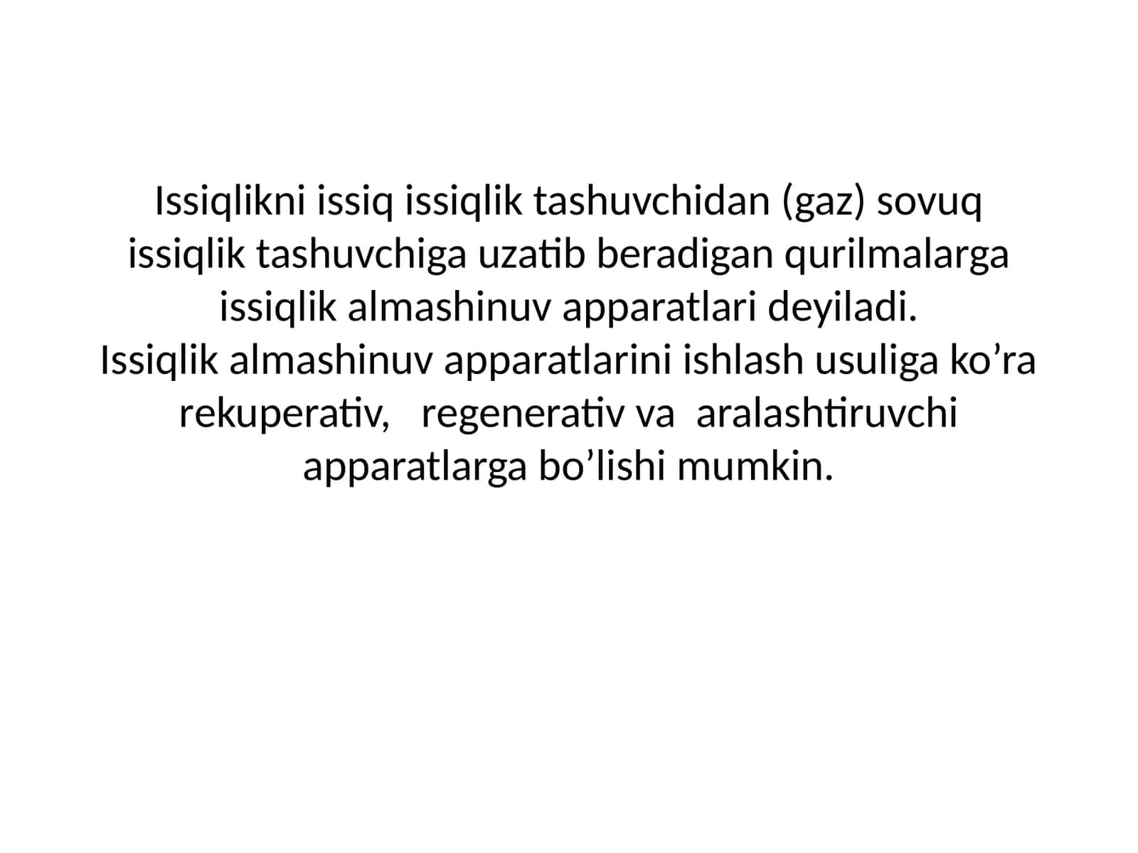 Issiqlik almashinuv apparatlari