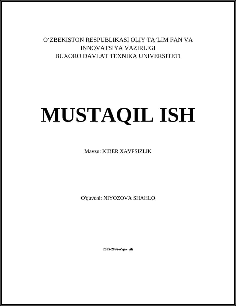 KIBER XAVFSIZLIK