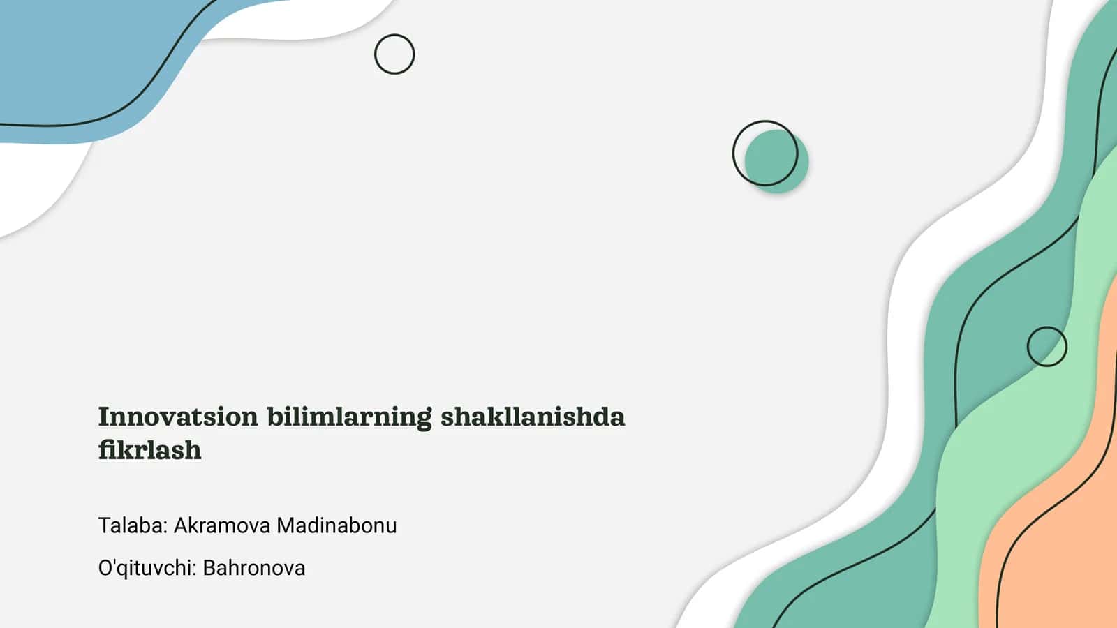 Innovatsion bilimlarning shakllanishda fikrlash