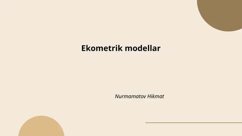 Ekometrik modellar