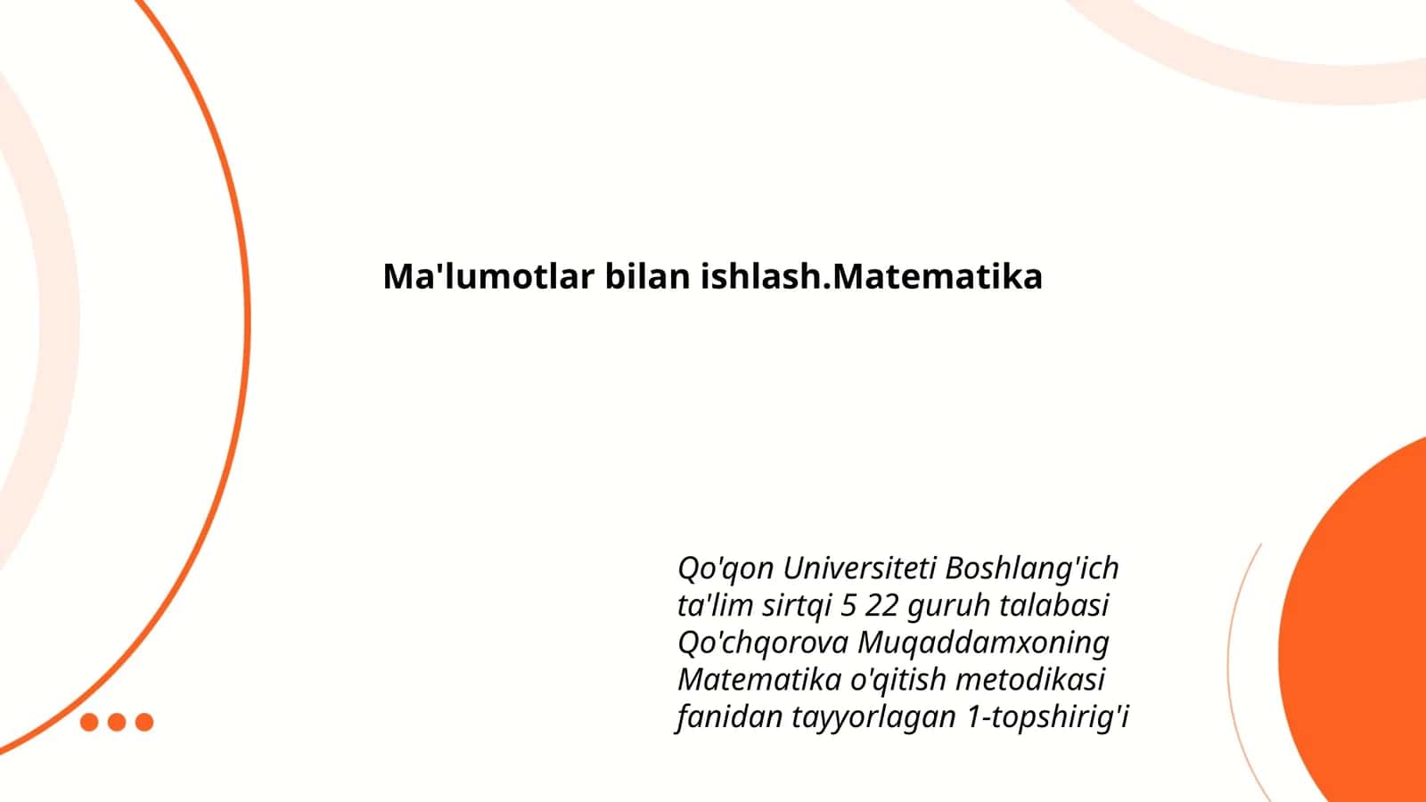 Matematika o'qitish metodikasi