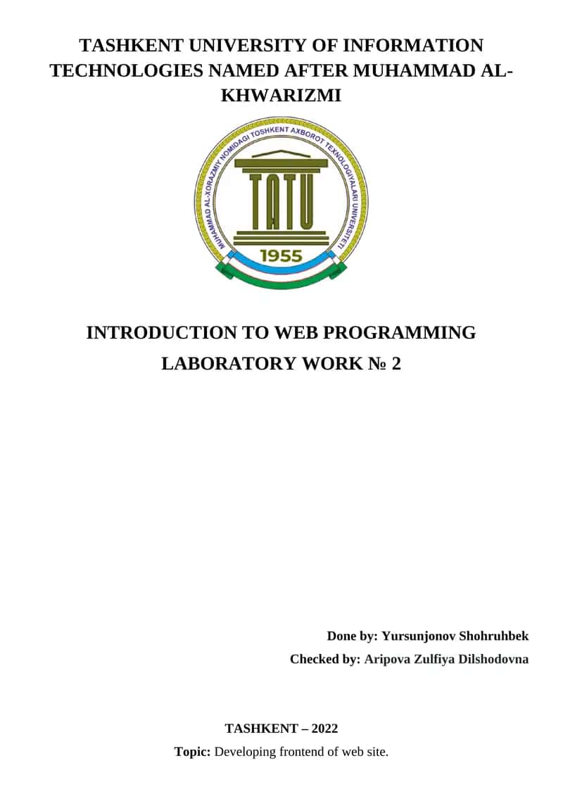 Introduction to Web Programming