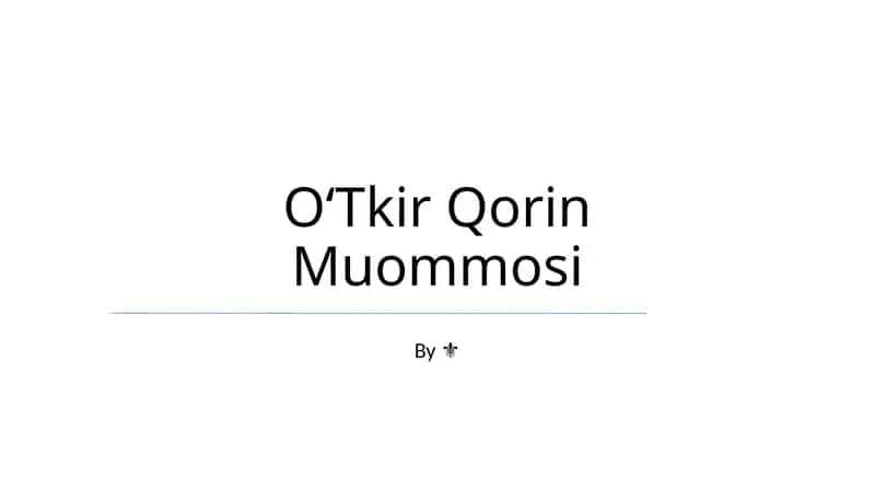 OʻTkir Qorin Muommosi