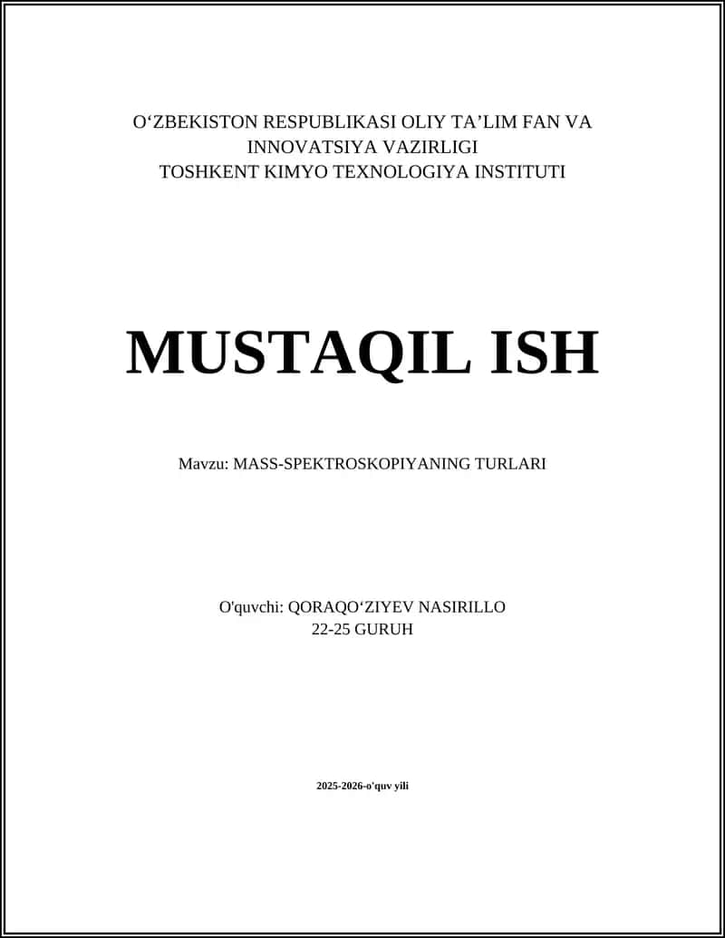 MASS-SPEKTROSKOPIYANING TURLARI