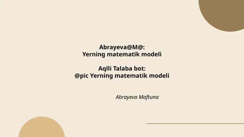 Yerning matematik modeli