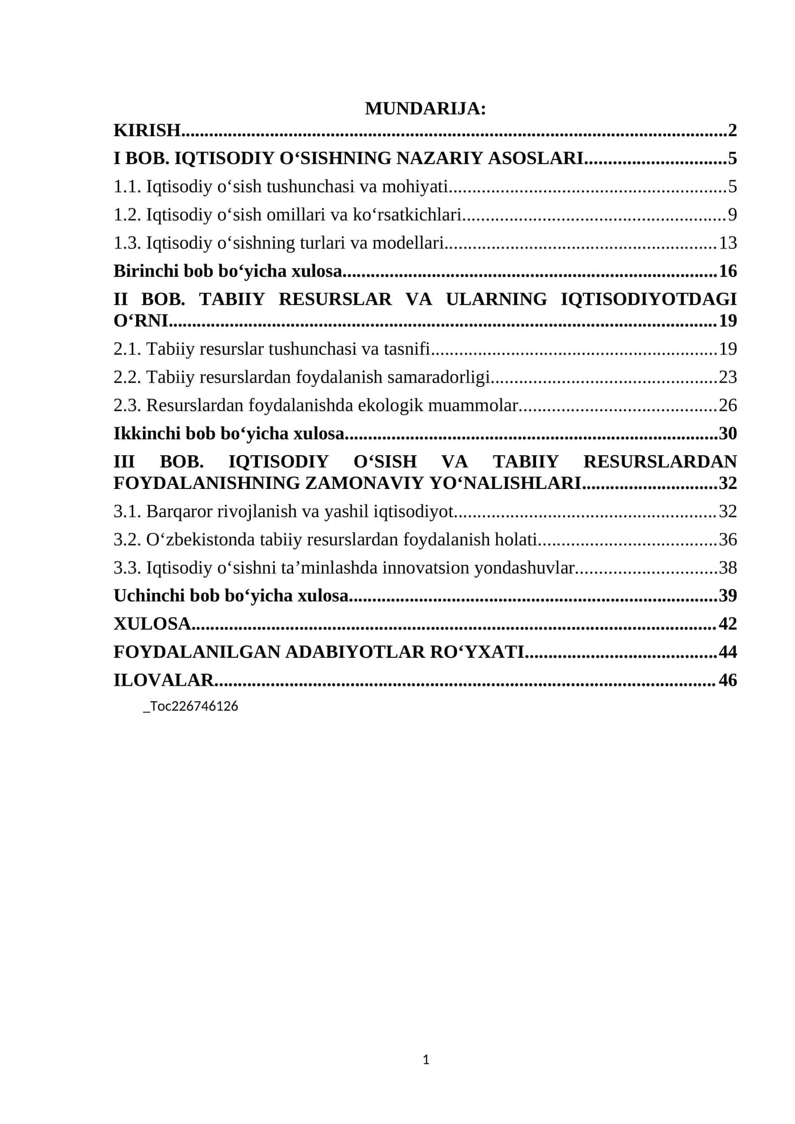 IQTISODIY O‘SISH VA TABIIY RESURSLAR