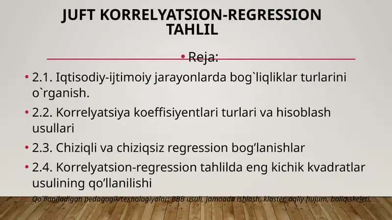 Juft korrelyatsion-regression tahlil