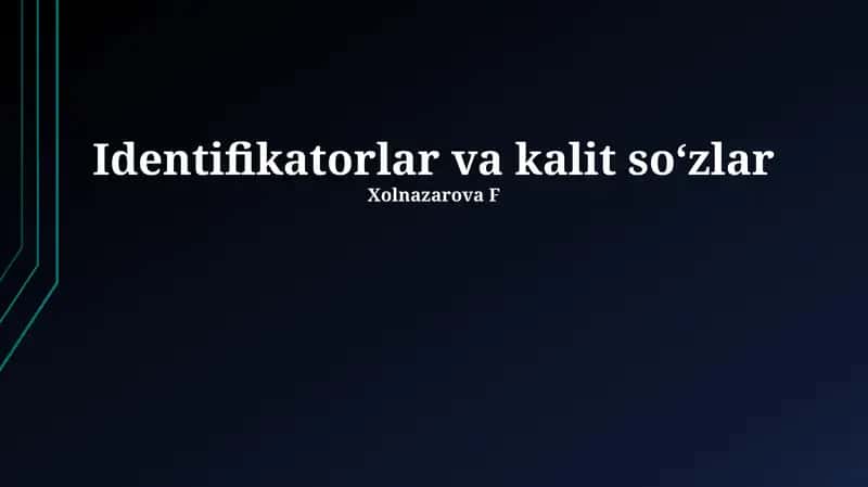 Identifikatorlar va kalit so‘zlar