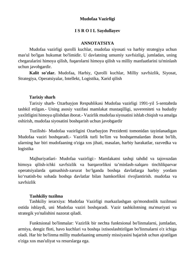 Mudofaa Vazirligi