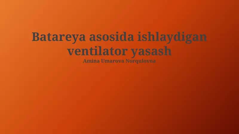 Ventilator yasash