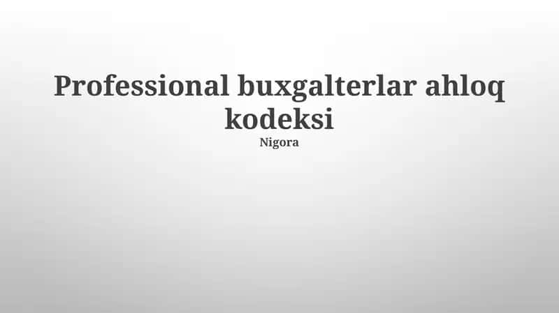Professional buxgalterlar ahloq kodeksi