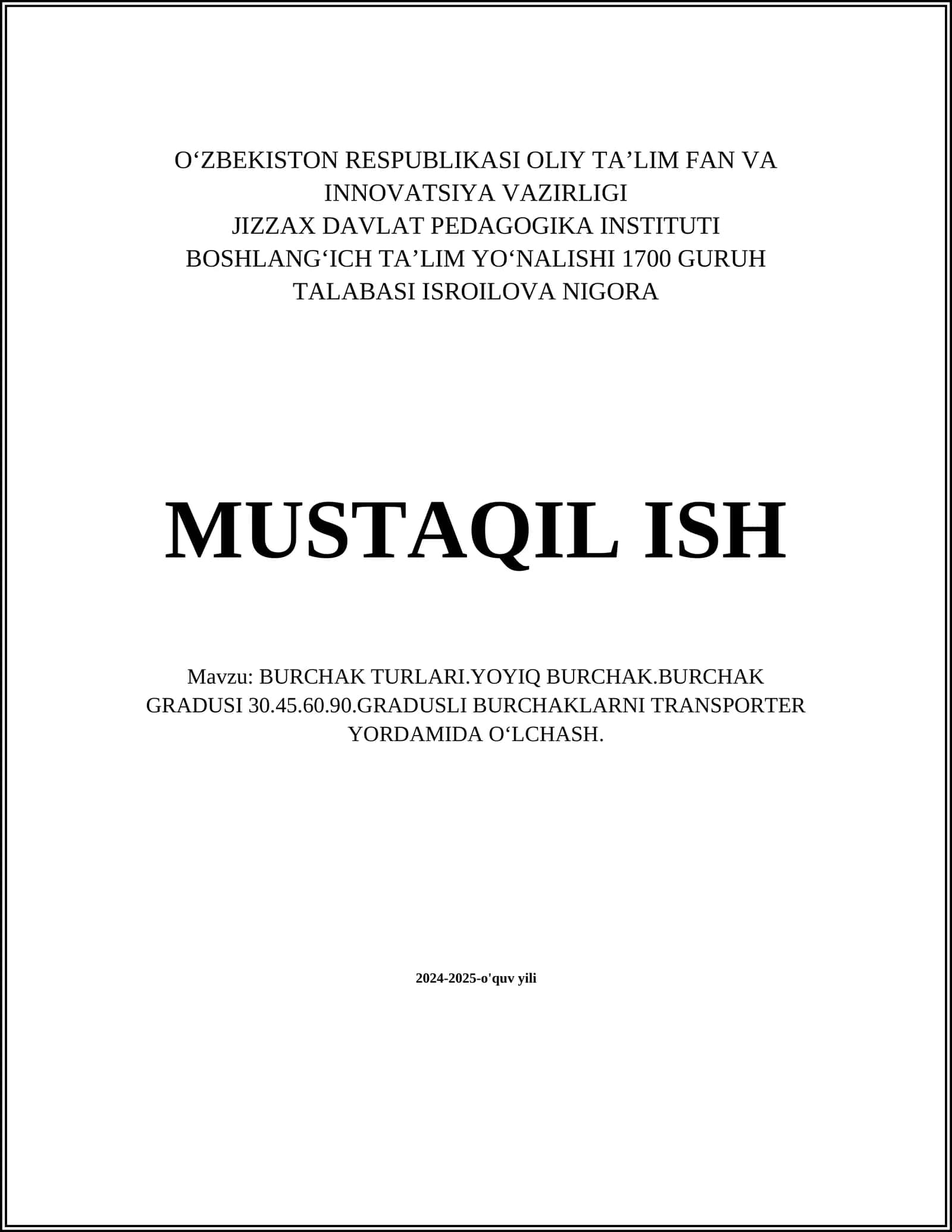 BURCHAK TURLARI.YOYIQ BURCHAK.BURCHAK GRADUSI 30.45.60.90.GRADUSLI BURCHAKLARNI TRANSPORTER YORDAMIDA OʻLCHASH