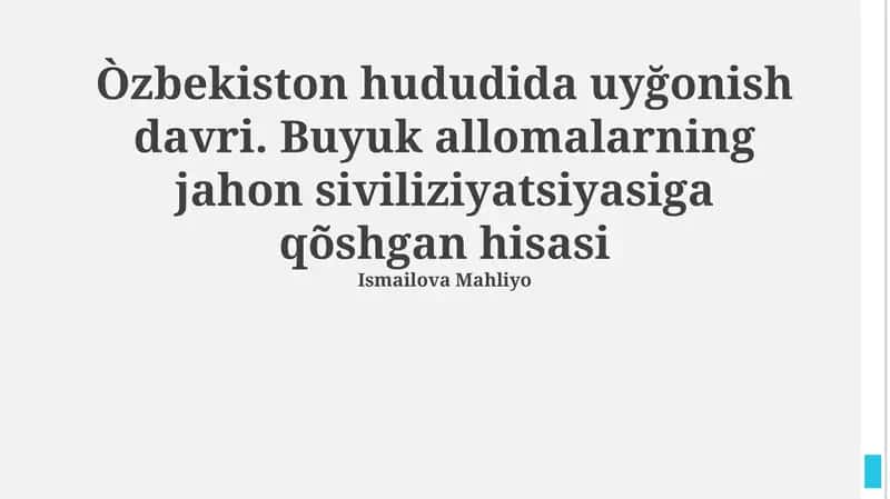O'zbekiston Uyg'onish Davri