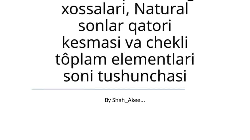 Tabiiy Sonlarning Segmentlari