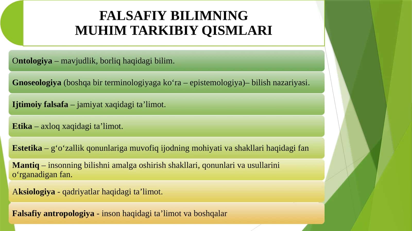 FALSAFANING FUNKSIYALARI