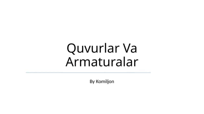 Quvurlar Va Armaturalar