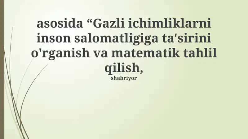 Gazlangan ichimliklarining sog'liqqa ta'siri