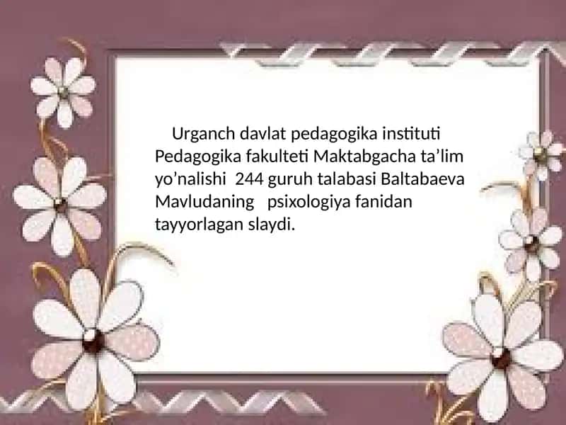 Psixologiya fanidagi slayd