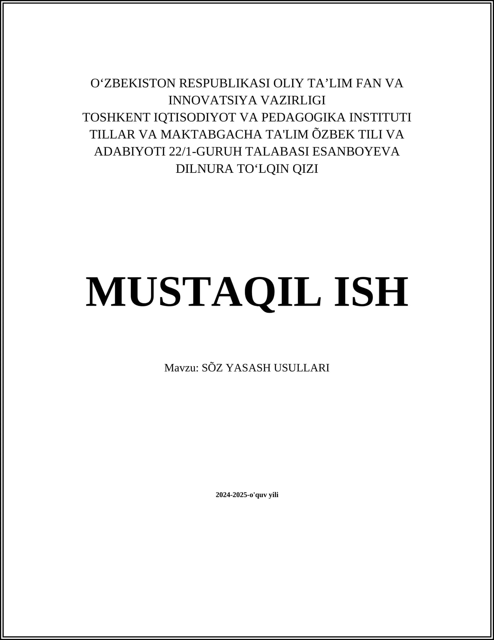 SÕZ YASASH USULLARI