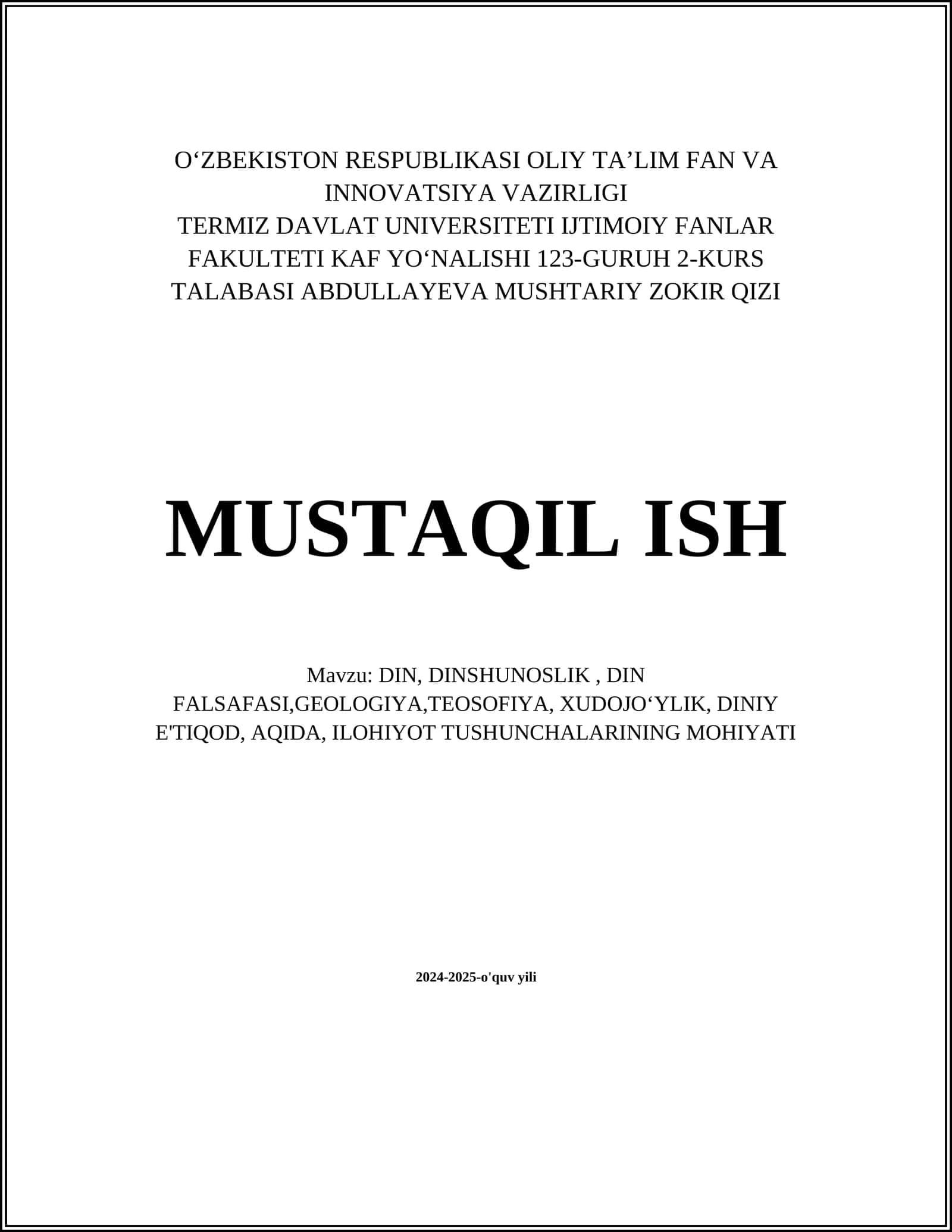 DIN, DINSHUNOSLIK, DIN FALSAFASI