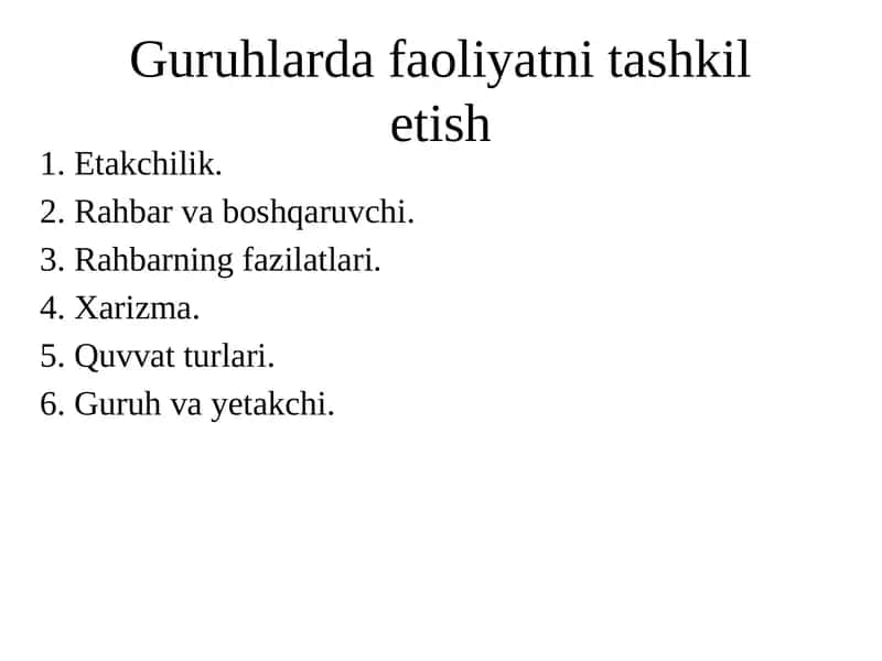 Etakchilik va rahbarlik