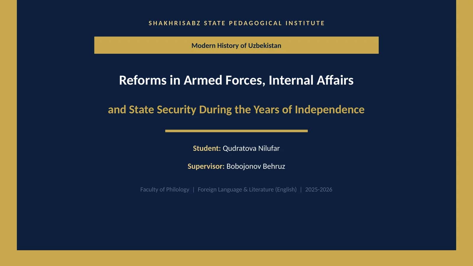 Modern History of Uzbekistan